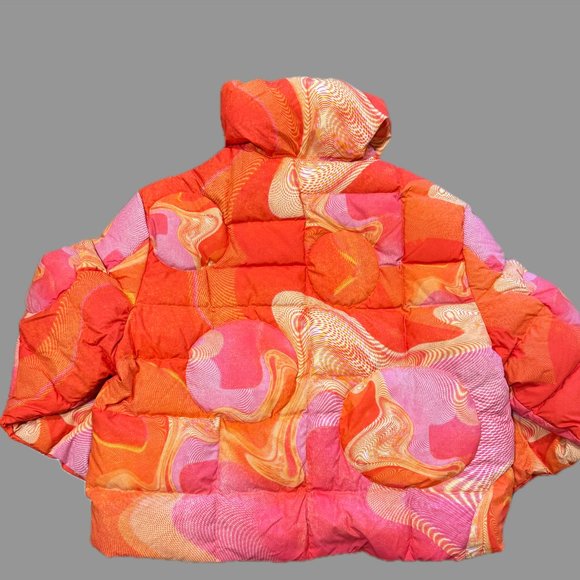 ERL Psychadellic Circle Puffer Jacket - Pink & Orange Sz L - Picture 2 of 5